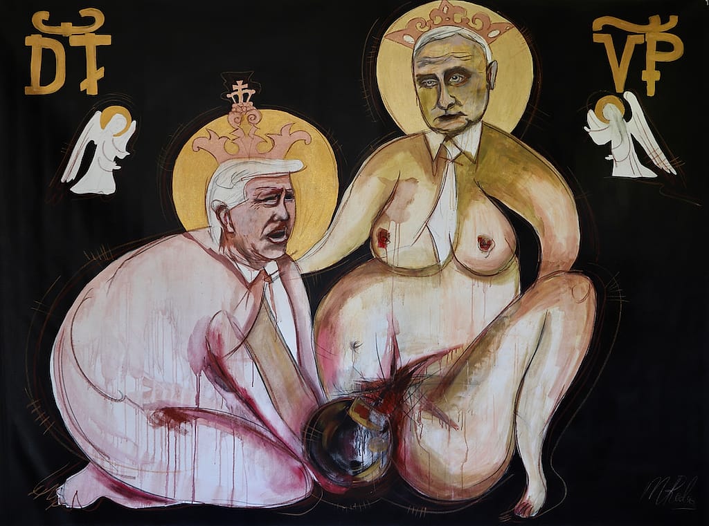 Birthing A Bomb by Marina Orlova — Acrylic on canvas