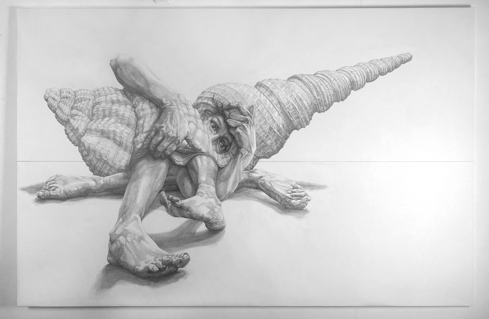 My Protective Shell by Rebecca Lyne — Graphite on paper, 2025