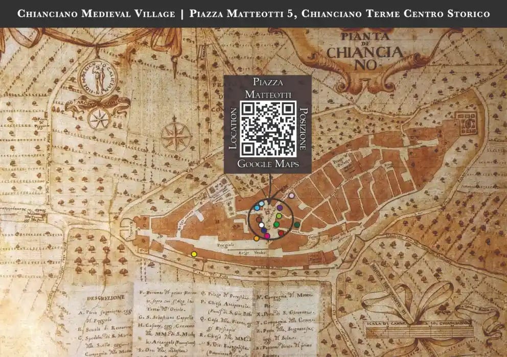A plan of Chianciano’s medieval village, drawn in the old manner.