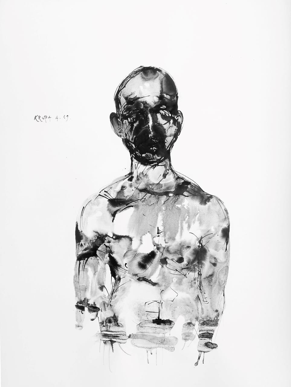 A boxer who never leaves the ring by Alfred Freddy Krupa, Ink on paper, 2019