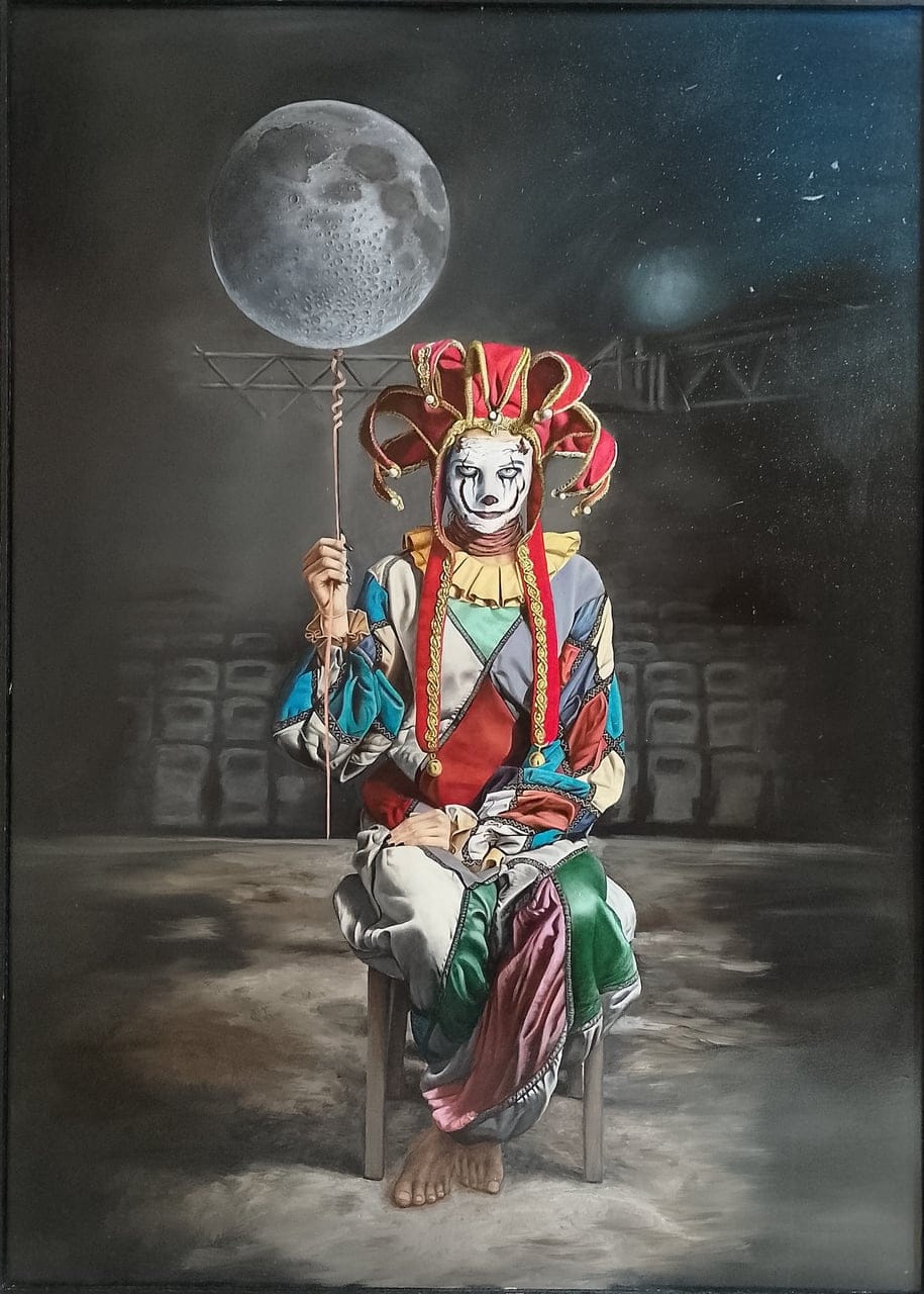 Il Giullare by Cesare Pinotti, Oil on board, 2024