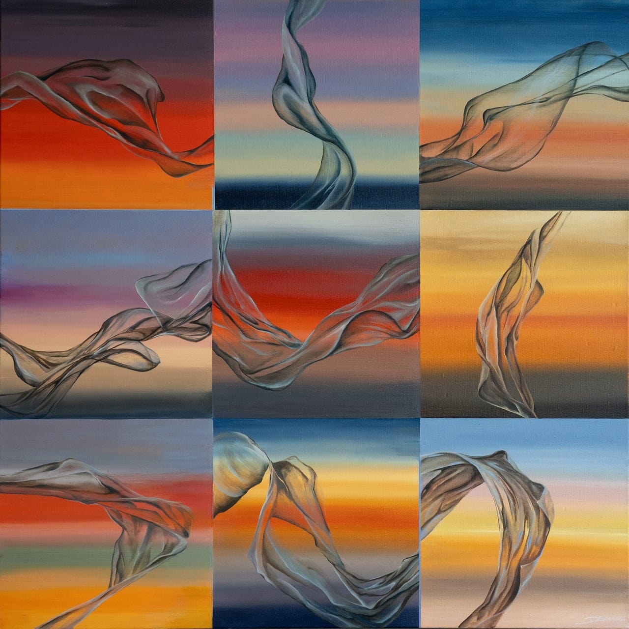 9 moments of romance by Dawn Spence, Oil on canvas, 2025