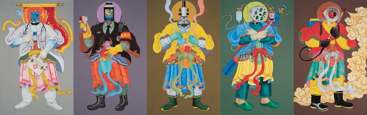 The Five Commissioners by Dongli Ma, Oil on canvas
