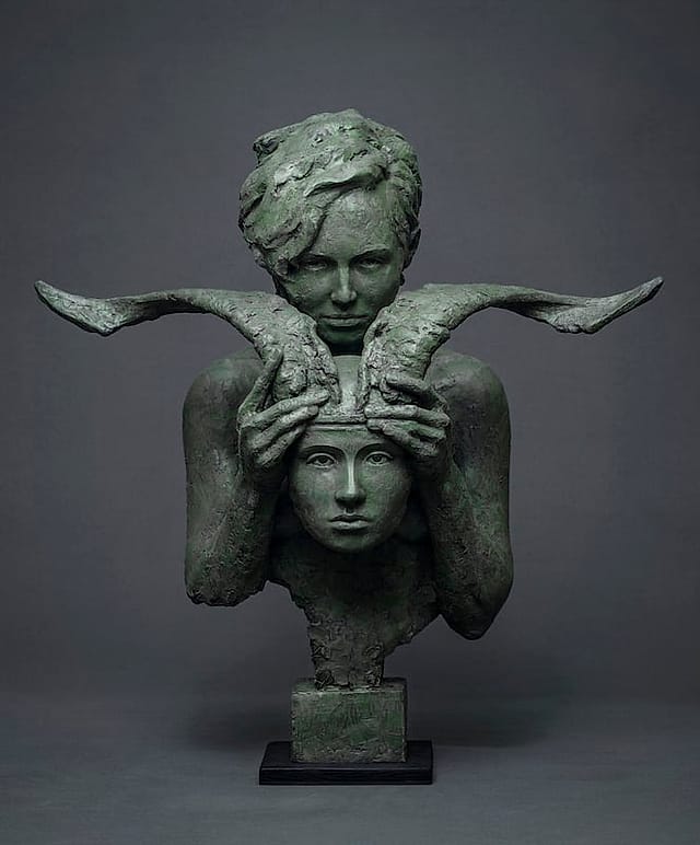 Janus by Erik Ebeling, Resin sculpture