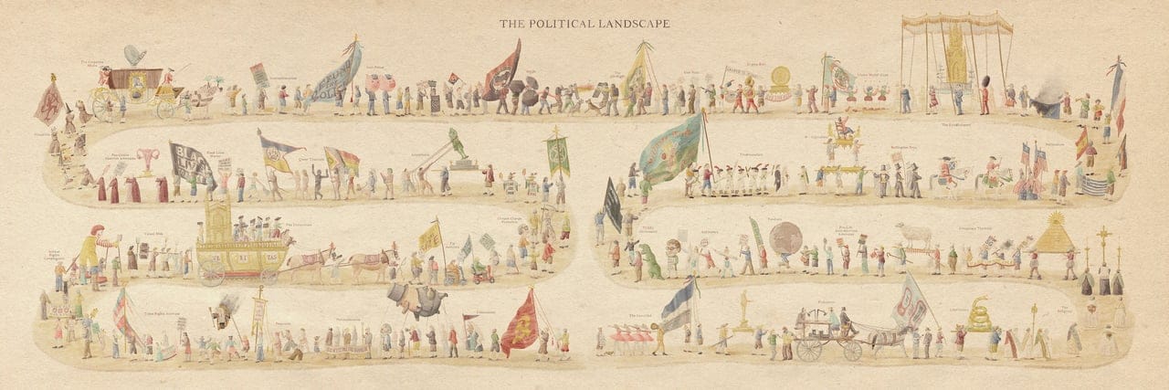 The Political Landscape by J. G. Fox, Print and Watercolour on Paper