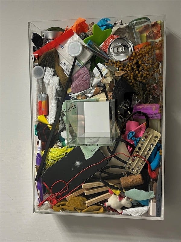 Self-portrait, we are what we use by Karen Fabbro, Mixed media sculpture