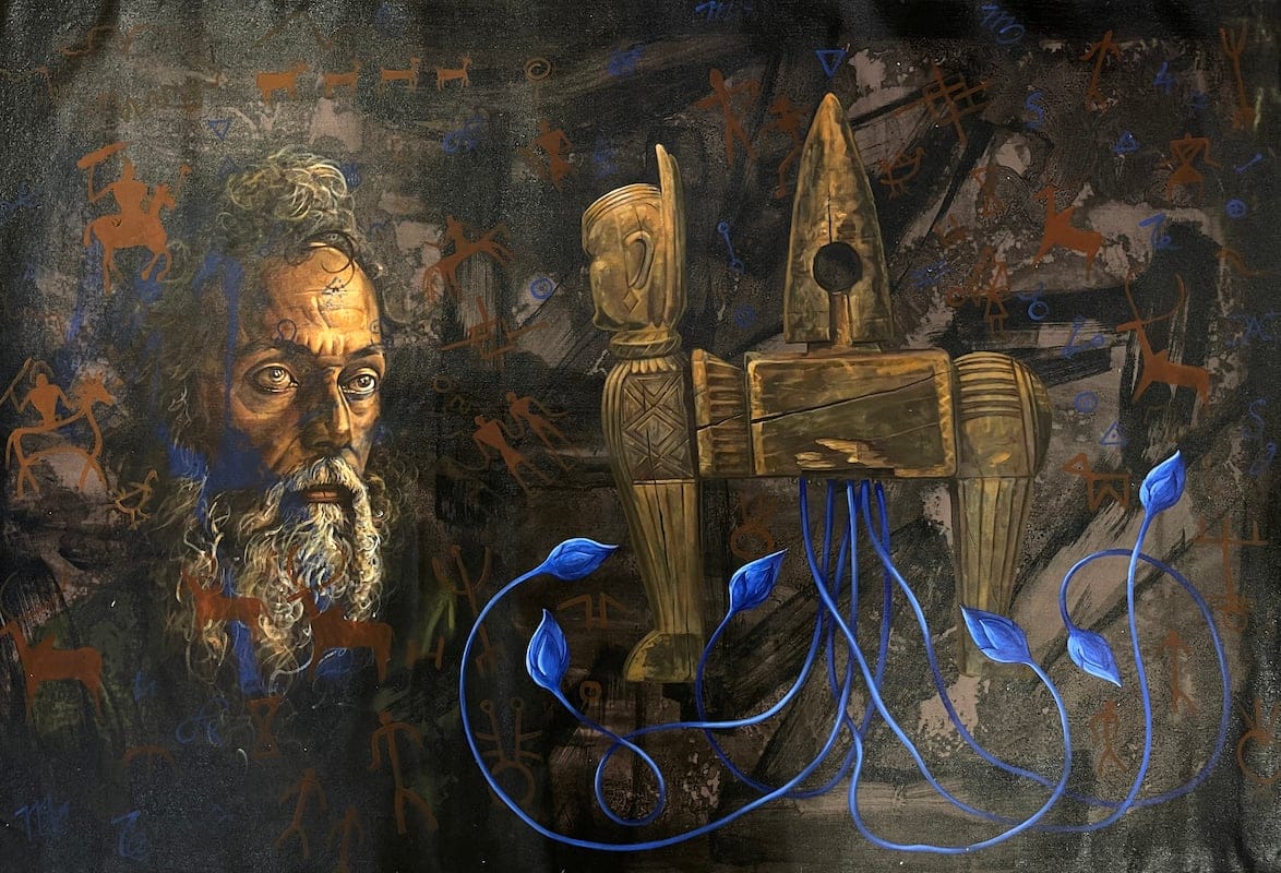 Cynical Realism Series – Biomorphic Traditional by Senthil Kumar J, Acrylic on canvas