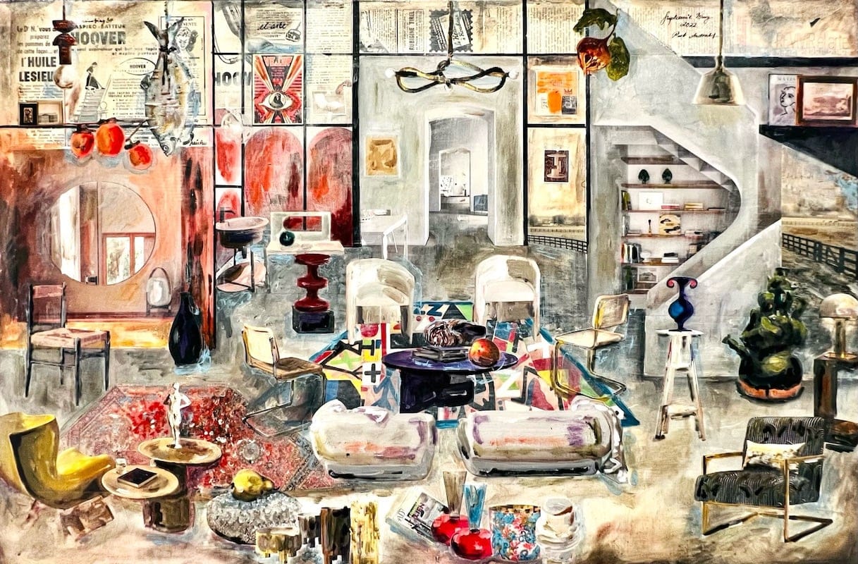 Second Floor Interior by Stephanie Bing, Mixed media on canvas