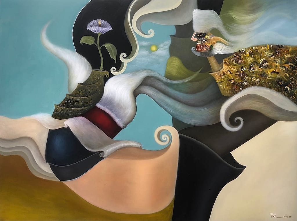 Wings of Divine 2 by T:zi, Oil on canvas