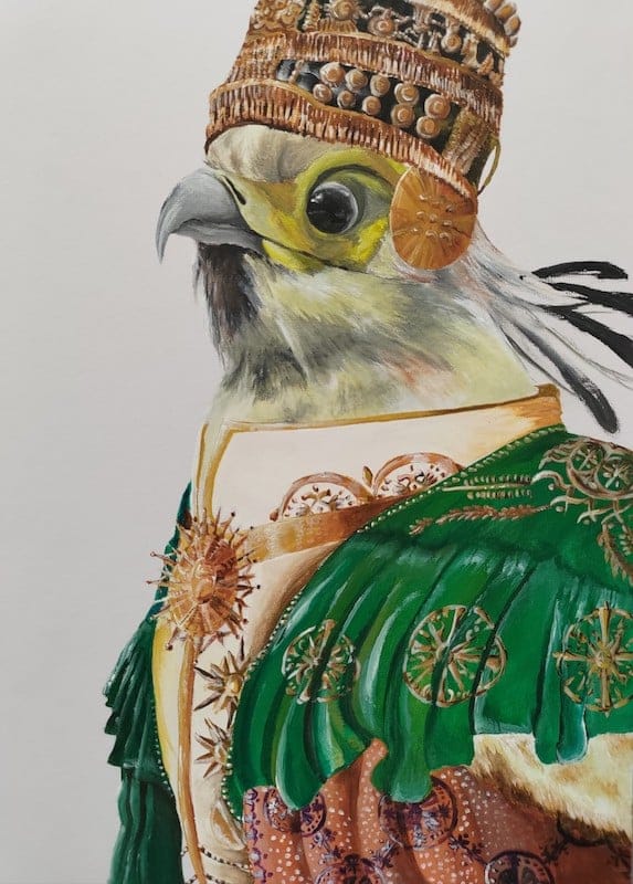 The Emperor Melekheim II Secretarybird by Yin Yung Sabrina Pun (Sabrina Pun), Acrylic on canvas