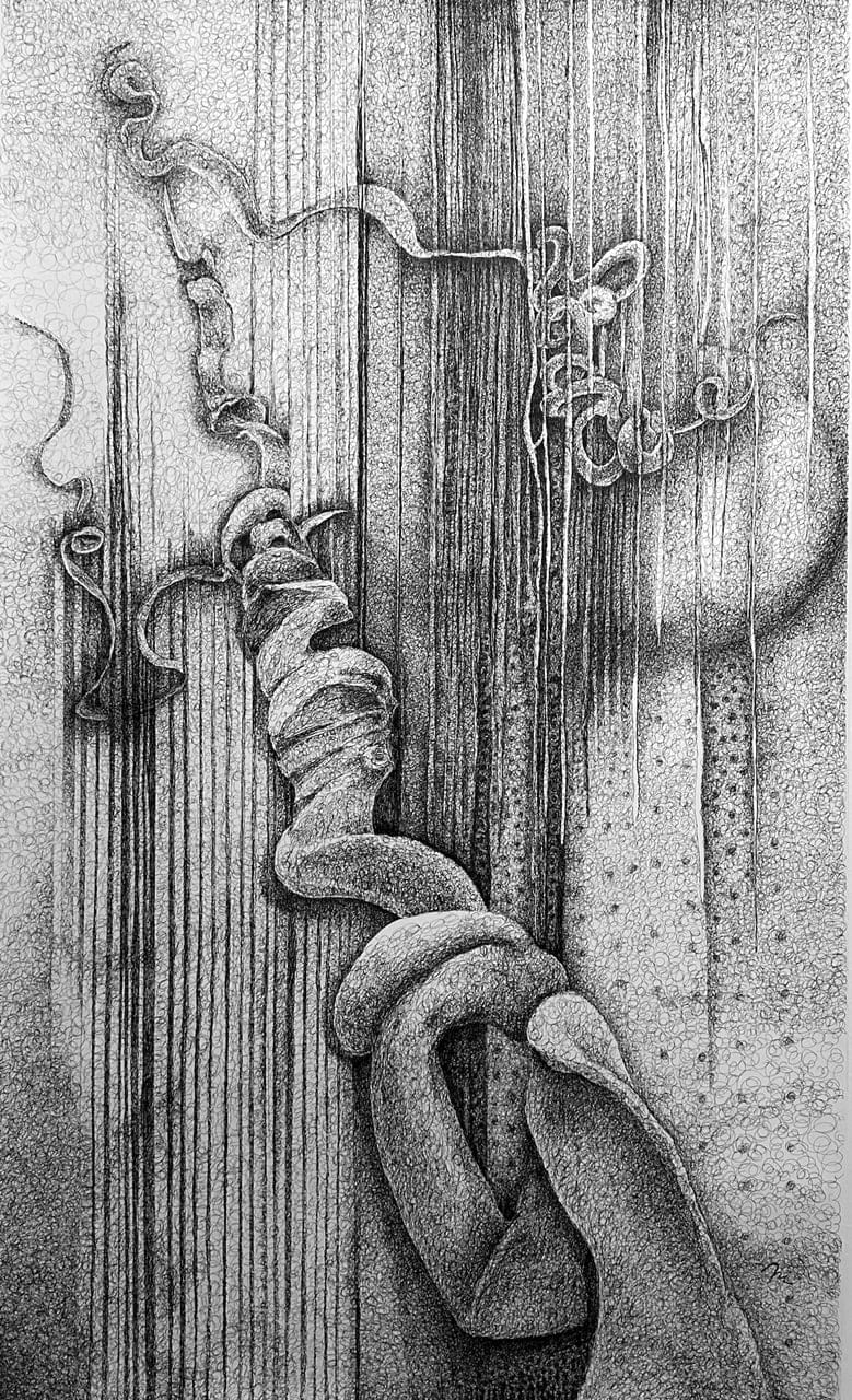 Tendrils’ Serenade by YUE Tintin, Drawing pen on paper, 2025